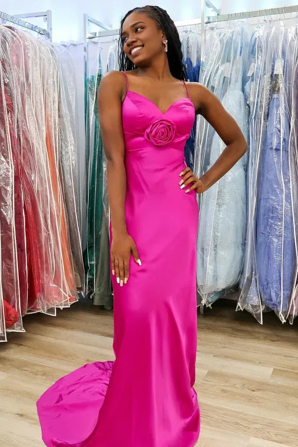 Weitese Dress Mermaid Sweetheart Neck Spaghetti Straps Sleeveless Rose Prom Party Dress Evening Formal Gown Cocktail Dress with Train